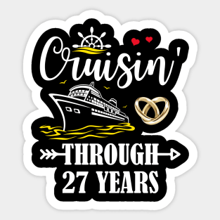 Cruising Through 27 Years Family 27th Anniversary Cruise Couple Sticker